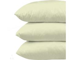 QAISIRIA Coppia di federe 2 x confezione casalinga in tinta unita 100% policotone da letto Luxury guanciale 20 colori, 50% cotone/50% poliestere/in cotone/misto-cotone/poliestere, crema, 48x74