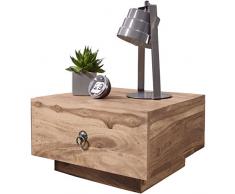 Wohnling Giava J01 Comodino, Legno Massello / Metallo, Acacia / Nero