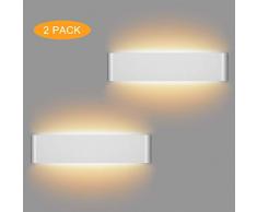 LEDMO 2 Pezzi 12W Lampada da Parete Interno Moderno 36CM LED Lampade da Parete Bianco Caldo 3000K Applique da Parete per Perfetto per Soggiorno Corridoio Bagno Le Scale Luce Notturna