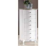 Casa Padrino cassettone barocco di lusso bianco/argento 54 x 35 x A. 110 cm - Armadio in legno massello nobile con 7 cassetti - Qualità di Lusso - Mobili Barocchi
