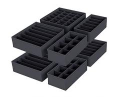 Yucch Set di 8 Organizer per cassetti, Armadio Divisori Pieghevole Storage Box Cassetto Organizzator Usato per Biancheria Intima, Reggiseni, Calze, Cravatte,Fazzoletti e caso cosmetico (Nero)