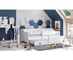 Letto estraibile ERYK II 80x160 + 2 cornici + 2 materassi, bianco