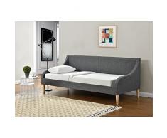 [en.casa] Divano letto comodissimo in tessuto grigio scuro - con gambe effetto legno - 200cm x 90cm