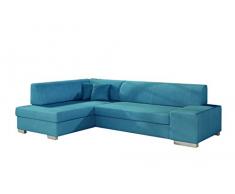 E- MEUBLES Divano ad angolo in letto Convertibile con Baule 4/5 Posti - in Tessuto - Soggiorno & Soggiorno - FRANKO (Blu (Oricoco 85), Sinistra)