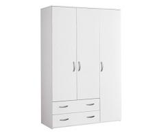 Klipick Armadio 3 Ante + 2 cassetti. Guardaroba Arredo. Dimensioni: L 121 P 52 H 175 cm Oriana. Colore: Bianco