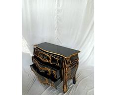 Antico Louis Seize Barocco Rococò Mobili Stile Comò Credenza Colore: Nero con Oro