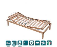 Evergreenweb - Rete Singola 90x190 a Doghe in Legno Naturale Faggio Alzata Manuale ALZA TESTA e PIEDI Pieghevole Ortopedica Base Letto o Materasso con Regolatori Rigidità 4 Gambe Smontabili, OFFERTA