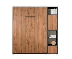 Venatura Store Letto a Scomparsa alla Francese con Libreria Easy 1, Easy Bed (Grigio Scuro/Quercia)