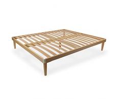 SomnusSana Rete Ortopedica in Legno di Faggio 160x190 Matrimoniale Alta 37cm con 14 doghe da 6.8 cm