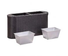 Tidyard Fioriera per Giardino,Letto Rialzato da Giardino in Polyrattan,Vaso Giardinaggio Fiori Vaso per Piante,80x25x40 cm,Nero