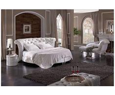 JVmoebel Chesterfield - Letto rotondo XXL in pelle, con imbottitura in pelle