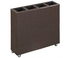 Chusui Letto Rialzato, Giardino Rialzato, Letto Giardino, Fioriere da Esterno, Letto Rialzato con 4 Vasi 80x22x79 cm in Polyrattan Marrone