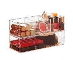 QINERSAW 2 Organizer Trucchi Cassetti Contenitore Porta Trucchi Impilabile Organizer per Cosmetici Scatola per Cosmetici con Scomparti per Gioielli, Cosmetici, Bagno, Cassettiera (23 * 9,5 * 6 cm)