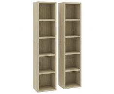 vidaXL 2X Scaffali Porta CD Mensole Arredo Mobili HiFi Armadietto Arredamento Libreria Dvd Armadio Scaffalatura Rovere Sonoma in Truciolato