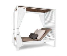 blumfeldt Eremitage Double Lux lettino - Lettino Doppio, Letto a Baldacchino da Giardino con Tende, Schienale Regolabile, Resistente alle Intemperie, per 2, Imbottitura da 6 cm, Beige
