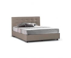 Talamo Letto Matrimoniale Star con Contenitore salvaspazio in Ecopelle Tortora ed Impunture capitonne Made in Italy