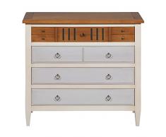 GONTIER - Cassettiera con 4 cassetti, colore: Ciliegio Biondo laccato bianco e grigio perla