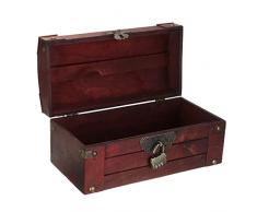 LSDJGDDE, cassapanca in legno anticato, con serratura, scatola per conservare orecchini e piccoli oggetti