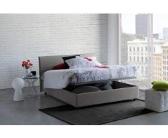 Talamo Italia Letto contenitore Matrimoniale Anna, Made in Italy, Letto con rivestimento in tessuto, Apertura frontale, con materasso cm 160x200 incluso, Grigio