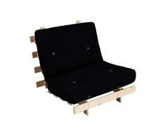 Keinode - Divano futon, con Struttura in Legno, Pieghevole, Facile da Aprire, in Tessuto Morbido, Imbottitura in Schiuma Confortevole, per Soggiorno, Camera da Letto, Ufficio Matrimoniale Nero (4ft)