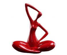 WWZYX Accessori per la casa creativi Personaggi della Ragazza di Yoga Posa Moderna Casa Semplice Soggiorno Camera da Letto Armadio da Studio Arredamento Rosso