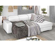 Dafne Italian Design Divano Letto angolare 3 posti con penisola a Destra. Similpelle Bianco (cm. 259 x 178 x 94h)