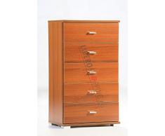 Liberoshopping Mobile Cassettiera in Legno con 5 CASSETTI - L.53 x P.33 x H.91 - Casa Cucina Soggiorno Camera da Letto (Ciliegio)