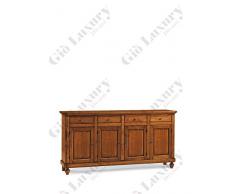 Credenza, stile classico, in legno massello e mdf con rifinitura in noce lucido - Mis. 189 x 47 x 103