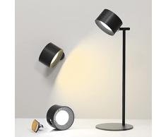 Lampada da Tavolo Lampada da Scrivania LED Batteria ricaricabile Lampada da Comodino Multifunzionale Modalità di luminosità calda/bianca Lampada da Parete Rimovibile per Camera da Letto Studio Ufficio