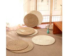 D&LE Tondo Paglia Futon Cuscini, Giapponese da Terra Tappetino Realizzata A Mano Eco-Friendly Traspirabilità Cuscini per Sedia per Zen Pratica Yoga Meditazione-Il Riso Bianco W50xh1.5cm