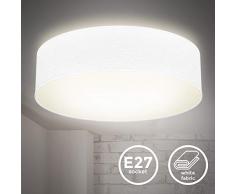 B.K.Licht Plafoniera in tessuto bianco, attacco per 2 lampadine E27 non incluse, Lampada da soffitto diametro 38cm, Lampadario moderno per salotto o camera da letto, IP20