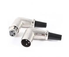 Como Pair ad angolo retto XLR 3 Pin femmina maschio microfono cavo audio adapter