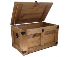 CREATIVE COOPER Scatola di legno, scrigno del tesoro, cassapanca rustica, tavolino da caffè, cassapanca per giocattoli, 80 x 50 x 45 cm, realizzata a mano, olio di legno Eco marrone