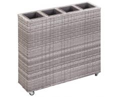 SKM Letto Rialzato con 4 Vasi 80x22x79 cm in Polyrattan Grigio
