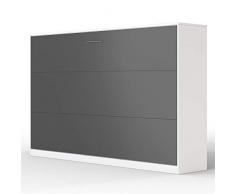 SMARTBett Letto a Scomparsa Basic Letto Ribaltabile Letto a Muro (120x200 Orizzontale, Bianco/Antracite Parte Frontale)