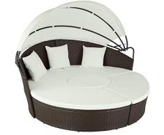 TecTake 800764 Letto Isola Alluminio Rattan, Sdraio Prendisole Arredo Esterno Giardino | Larghezza: ca. 180cm | Disponibile in Diversi Colori (Nero/Marrone | No. 403424)