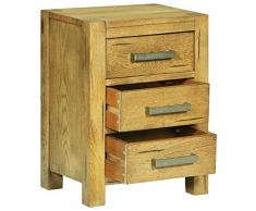 Tidyard Comodino con 3 Cassetti 40x30x54 cm Rustico Massello di Rovere