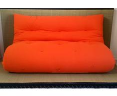 Divano letto futon double face base tatami colori rosso/arancio misura futon 140 x 200 cm