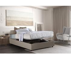 Talamo Italia Letto contenitore Matrimoniale francese Silvia Sommier, Made in Italy, Letto con rivestimento in ecopelle, Apertura frontale, adatto per materasso cm 140x190, Tortora