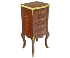 Casa Padrino cassettone barocco marrone scuro/oro 40 x 30 x A. 80 cm - Cassettone fatto a mano in legno massello stile antico con 4 cassetti - Mobili Barocchi