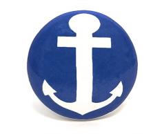 French Furniture Fittings FFF - Set di 6 pomelli in ceramica per armadietti da cucina, cassettiera, mobili, maniglie per cassetti, ancoraggi marini, stile vintage shabby chic, 38 mm, blu, bianco