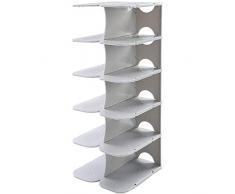 Scaffale Portascarpe A 6 Ripiani, Ripiano Per Scarpe Salvaspazio Multifunzione Impilabile E Regolabile, Ideale Per Ingresso Corridoio Armadio Armadio Passerella Soggiorno Corridoio Balcone,Grigio