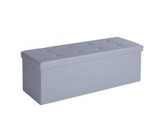 SONGMICS Cassapanca, Pouf Panca Contenitore con Coperchio a Ribalta, Adatto per Camera da Letto Corridoio Soggiorno, capacità di 120 Litri, Regge Fino a 300 kg, Grigio LSF70GY