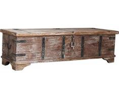 Guru-Shop Scatola di Legno Vintage, Cassapanca di Legno in Stile Coloniale, Tavolino, Tavolino in Legno Massiccio - Modello 52, Marrone, Teakriciclato, 40x142x40 cm, Cassapanche, Scatole, Casse