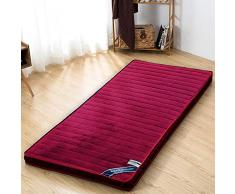 Flanella Giapponese Materasso Futon,Pieghevole Portatile Materasso Addormentato Morbido Tatami Opaco Quattro Stagioni Disponibili Materasso Vino Rosso Twin:90x200cm