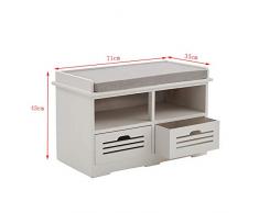 Ruication Cassapanca con 2 cassetti e 2 Ripiani, Lavabile, Cuscino per Seduta, Mobile Moderno in Legno, Organizer per Scarpe, per Soggiorno, Camera da Letto, Bagno, corridoio, Bianco