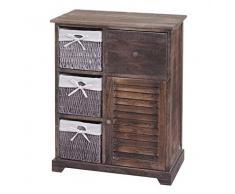 Mendler Cassettiera con 3 ceste Shabby Vintage HWC-H21 Legno paulonia Marrone