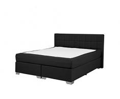 Beliani Letto boxspring in Tessuto Nero 140 x 200 cm Admiral