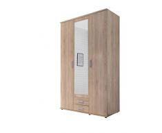 AVANTI TRENDSTORE - Kalle - Armadio ad Ante a Battente con Specchio nel Centro e con 2 cassetti in Legno Laminato, Disponibile in 2 Colori Diversi, Dimensioni: Lap 120x195x55 cm (Marrone)