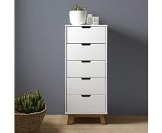 VS Venta-stock Cassettiera Miranda Bianco con 5 cassetti